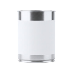 Silver tin can with a blank label