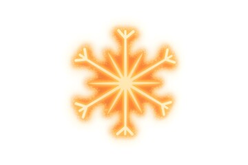 stylized neon single orange snowflake with watercolor texture, isolated on white background