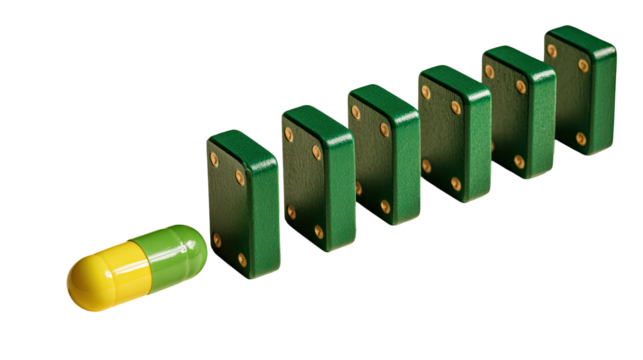 Green dominoes with a yellow-green capsule