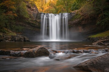 Silky Flowing Waterfall Scene