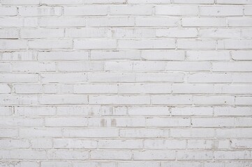 Fototapeta premium Old whitewashed brick surface texture for creative projects. Wide background suitable for text or visuals.