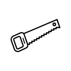 Vector line art of a hand saw. Outline icon of a hand saw. Instrument for gardening vector icon.