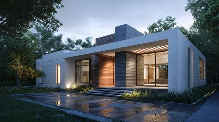 Modern house exterior with clean architecture