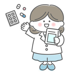 Pharmacist explaining medicine