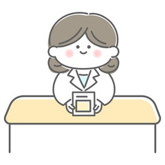 Pharmacist handing out medicine at reception