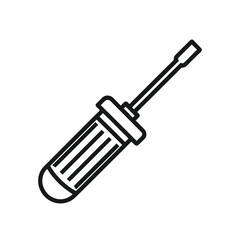Vector illustration of a screwdriver. Outline icon of a screwdriver.