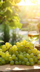 Simple Pleasures: Grapes and Wine in a Sunlit Setting