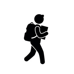 Student with Backpack and Book Icon.