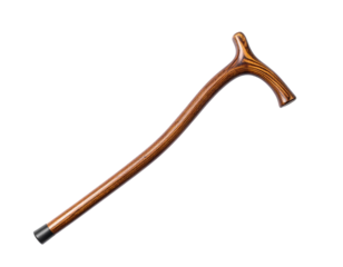  Vintage Curved Wooden Cane — Traditional Mobility Aid
