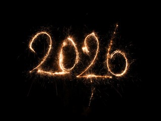 sparkling 2026 year number on black