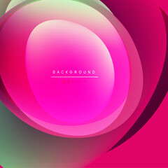 Abstract pink design features layered circles. Gradient colors blend from green to magenta. Text reads background design. Simple, modern aesthetic.