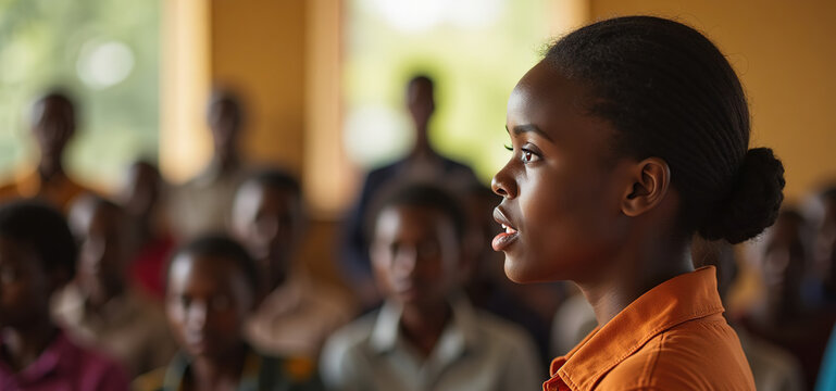 Professional African Teacher Leading Educational Lesson in School Classroom