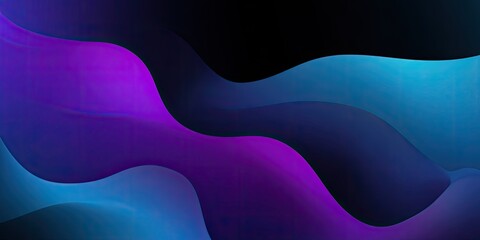 Abstract, flowing, layered digital art featuring vibrant gradients of purple and blue on a dark background