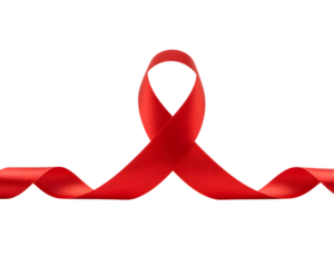 World aids day red ribbon awareness symbol for hiv aids prevention and support isolated on transparent background