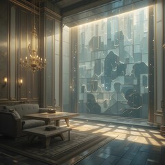 beautiful lighting interior, luxurious space, high-end space, elegant space, sophisticated space, digital art, AI Generative