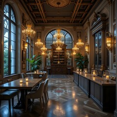 beautiful lighting interior, luxurious space, high-end space, elegant space, sophisticated space, digital art, AI Generative