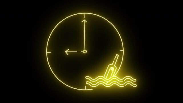 wall clock icon and floating bottle letter icon