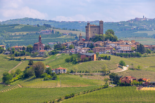 Perno village and castle in Monforte d'Alba, Piedmont, Italy