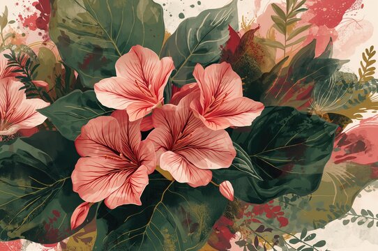 Bright Adenium flowers set against rich green foliage
