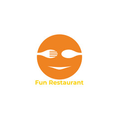 icon plate spoon fork smile fun restorant vector