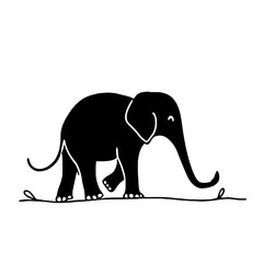 Fototapeta premium Asian Elephant. Asian Elephant simple black and white line art vector logo