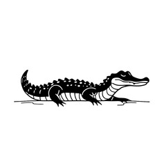 Obraz premium American Alligator. American Alligator simple black and white line art vector logo