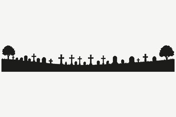 cemetery silhouette sketch illustration vector
