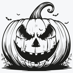 scary pumpkin for Halloween sketch illustration vector