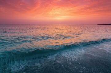 Texture of water surface illuminated by sunset