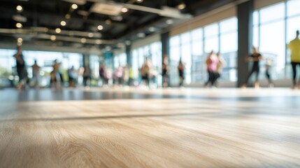 Obraz premium people exercising in blurred fitness studio