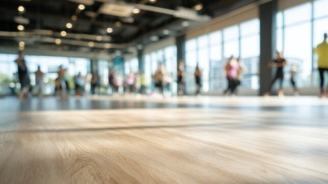 people exercising in blurred fitness studio - Powered by Adobe