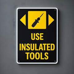 A caution board featuring a bold screwdriver icon and clear text.