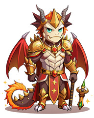 Dragon knight, cute God, real print Style, Full body, white background