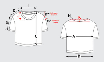 T shirt tops with measurments details vector illustration
