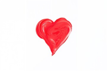 Fototapeta premium Red heart shaped from beauty products or yogurt on a plain white backdrop. Creative Valentine's Day concept