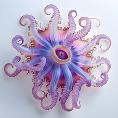 A colorful sea anemone with gracefully extended, semi-transparent tentacles.