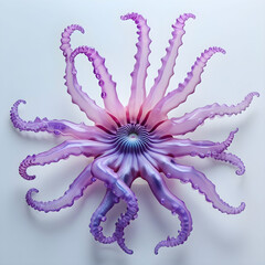 A colorful sea anemone with gracefully extended, semi-transparent tentacles.