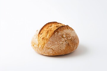 Bran-coated wheat loaf on a pale surface, isolated