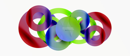 Abstract colorful circles overlap creating dynamic visual effect. Modern design element for backgrounds, presentations.