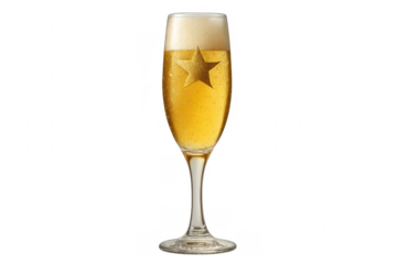 Cold beer glass with star shape on transparent background