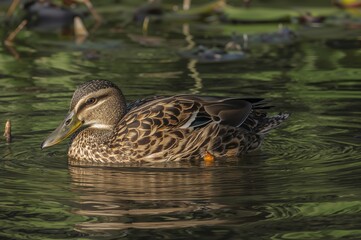Fototapeta premium A Duck Swimming in a Pond