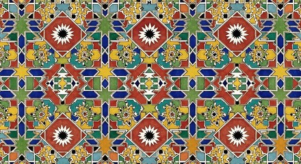 Intricate Geometric Pattern Featuring Stars and Rhombus Design Artwork