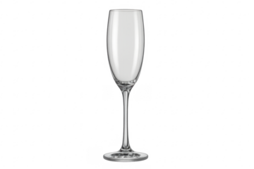 Empty champagne flute glass on transparent background