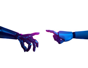 Futuristic Robotic Hand Giving Digital Heart Symbol