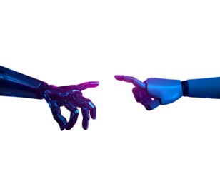 Futuristic Robotic Hand Giving Digital Heart Symbol