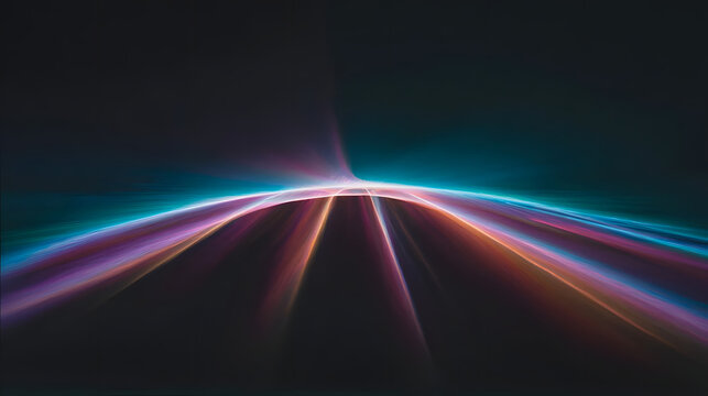 Optical data concept depicted by abstract glowing lines on a dark background. The high speed, vast capacity data transmission enabled by optical fiber technology in today's digital age