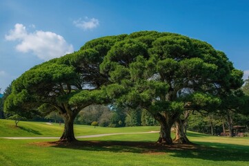 Dense Evergreen Tea Plants in a Picturesque Garden