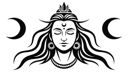 Lord Shiva Face Silhouette Vector &ndash; Minimal Design