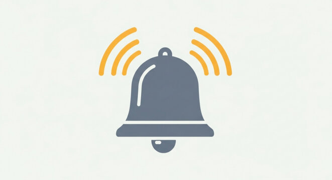 Notification bell icon, symbolizing alerts, reminders, and updates, indicating new messages or important announcements, sound