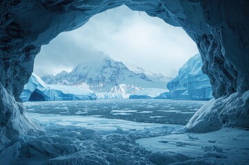Stage background depicting a snowy and icy arctic scene